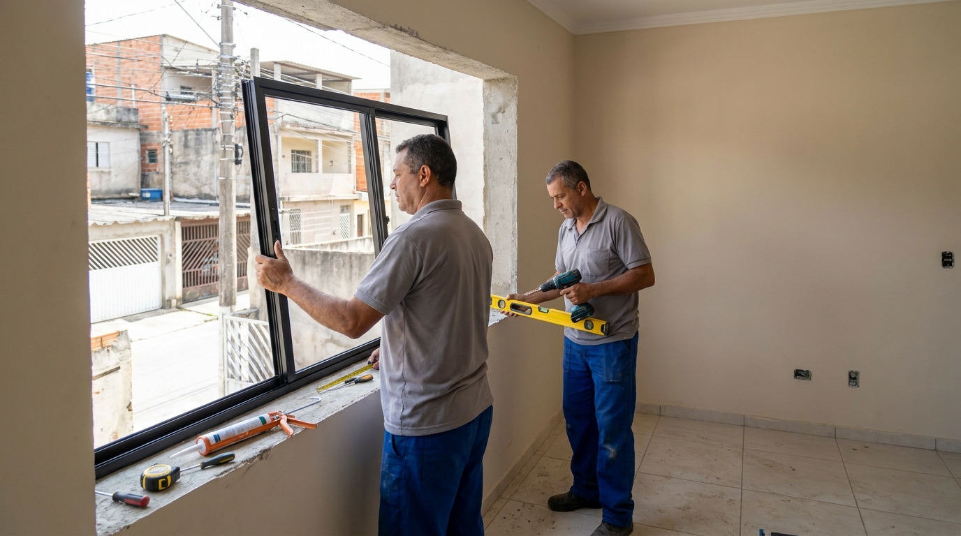 Esquadria de alumínio com vista para rua em Salvador-BA