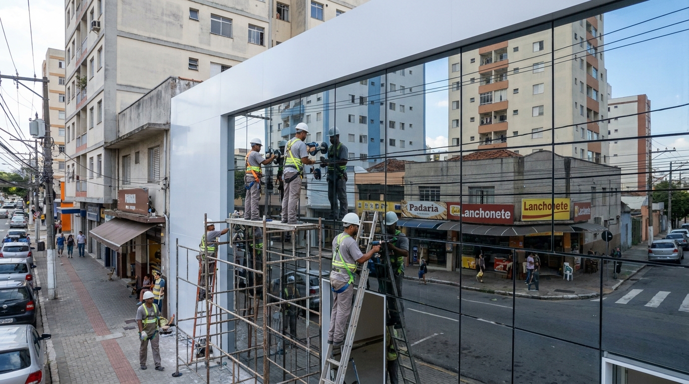 Fachada espelhada em esquina em Salvador-BA